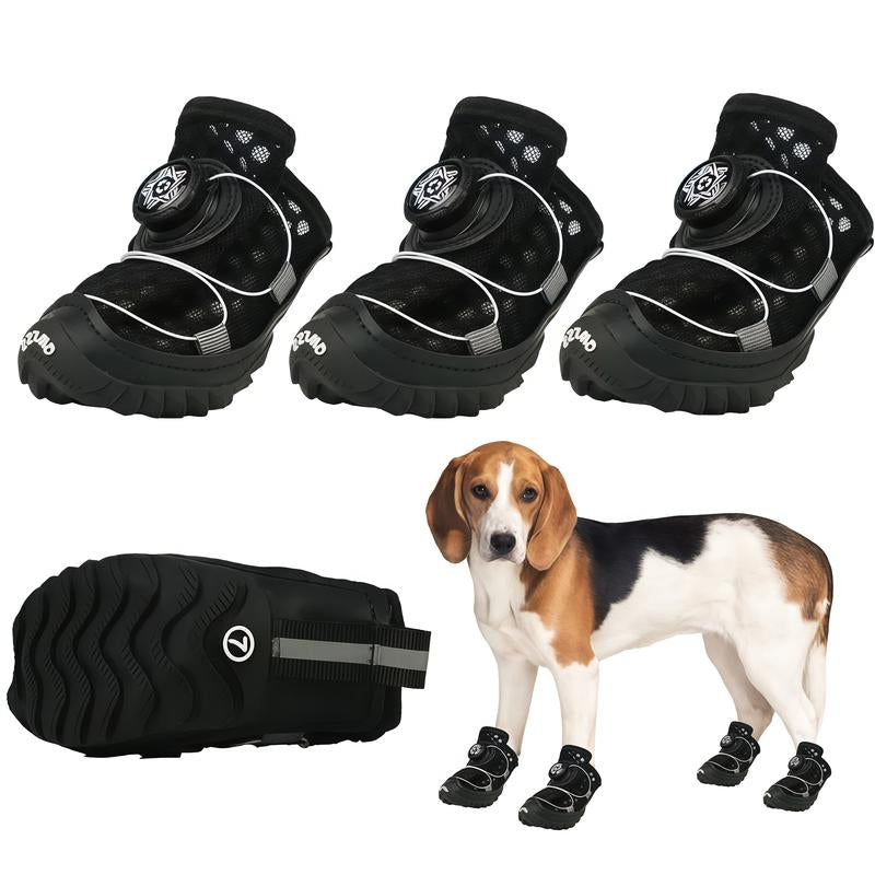 Dog Shoes for Large Small Medium Dogs, Breathable Mesh Dog Boots & Paw Protectors for Summer Hot Pavement Winter Snow, Secure-Fitting Waterproof Anti-Slip Dog Booties for Hiking Hardwood Floors