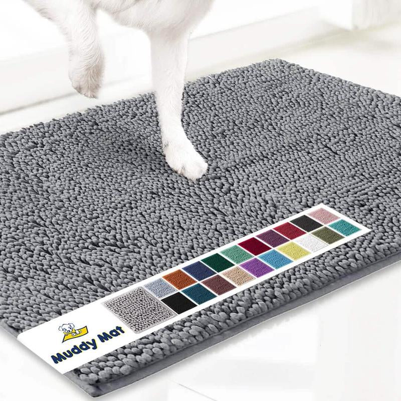 Muddy Mat® Shown on TV – Super Absorbent Microfiber Dog Door Mat for Muddy Paws, Non-Slip Washable Pet Rug, Quick Dry Chenille Entryway Carpet, Machine Washable Indoor Outdoor Mat