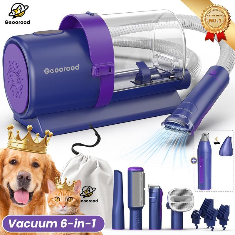 【Geoorood】Dog Grooming Vacuum Kit, Pet Grooming Vacuum with Clipper Nail Grinder, 2.5L Dust Cup Dog Deshedding Vacuum Brush with 4-6 Pet Grooming Tools for Shedding Pet Hair, Professional Pet Grooming Vacuum Kit, Cute Kitten #Fallfreshness
