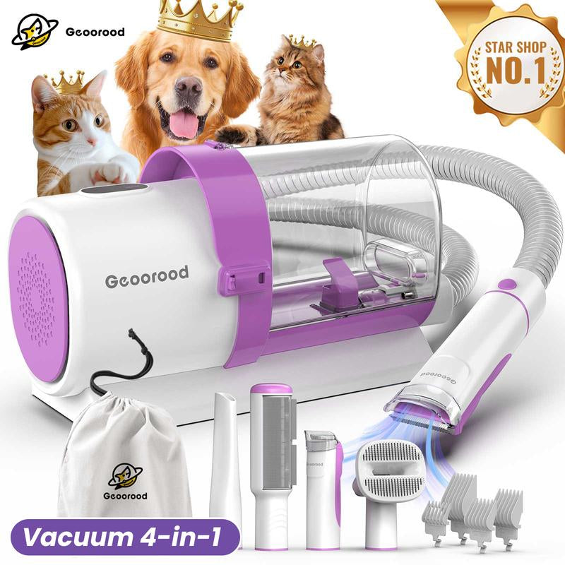 【Geoorood】Dog Grooming Vacuum Kit, Pet Grooming Vacuum with Clipper Nail Grinder, 2.5L Dust Cup Dog Deshedding Vacuum Brush with 4-6 Pet Grooming Tools for Shedding Pet Hair, Professional Pet Grooming Vacuum Kit, Cute Kitten #Fallfreshness