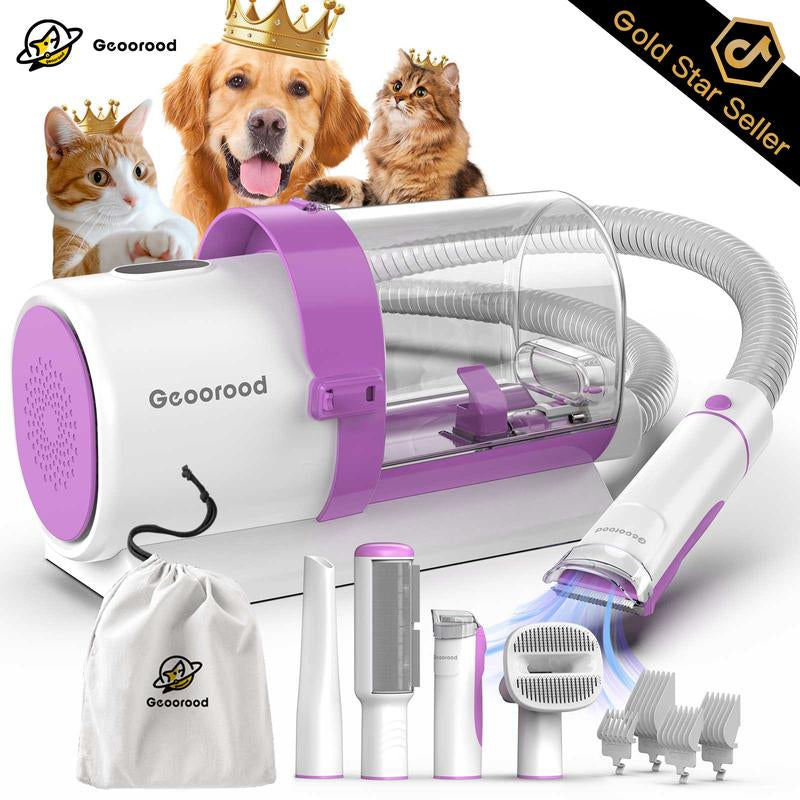 【Geoorood】Dog Grooming Vacuum Kit, Pet Grooming Vacuum with Clipper Nail Grinder, 2.5L Dust Cup Dog Deshedding Vacuum Brush with 4-6 Pet Grooming Tools for Shedding Pet Hair, Professional Pet Grooming Vacuum Kit, Cute Kitten #Fallfreshness