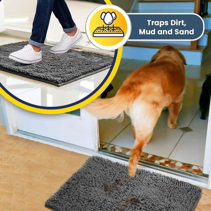 Muddy Mat® Shown on TV – Super Absorbent Microfiber Dog Door Mat for Muddy Paws, Non-Slip Washable Pet Rug, Quick Dry Chenille Entryway Carpet, Machine Washable Indoor Outdoor Mat