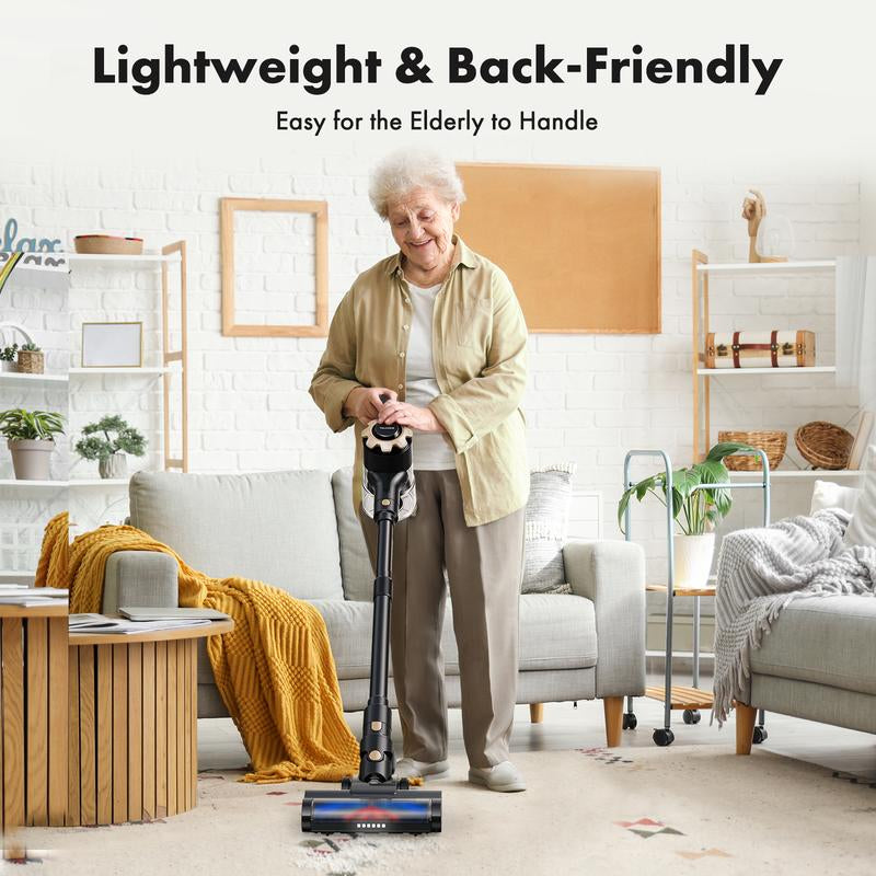 Homeika Newly Upgraded Trucozie T350 Cordless Vacuum Features an 8-In-1 Lightweight Design with up to 45 Minutes of Runtime and 33Kpa of Powerful Suction. This Rechargeable Cordless Vacuum Is Ideal for Carpets, Tiles, Pet Hair, and Hardwood Floors.