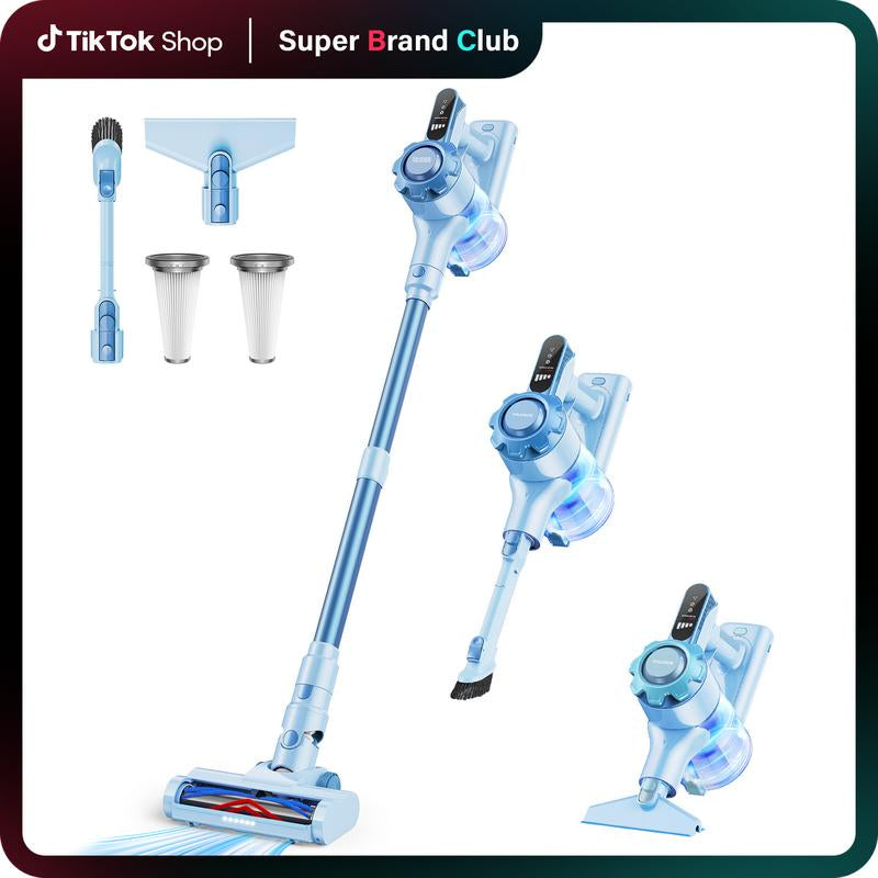 Homeika Newly Upgraded Trucozie T350 Cordless Vacuum Features an 8-In-1 Lightweight Design with up to 45 Minutes of Runtime and 33Kpa of Powerful Suction. This Rechargeable Cordless Vacuum Is Ideal for Carpets, Tiles, Pet Hair, and Hardwood Floors.