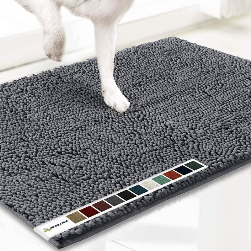 Muddy Mat® Shown on TV – Super Absorbent Microfiber Dog Door Mat for Muddy Paws, Non-Slip Washable Pet Rug, Quick Dry Chenille Entryway Carpet, Machine Washable Indoor Outdoor Mat