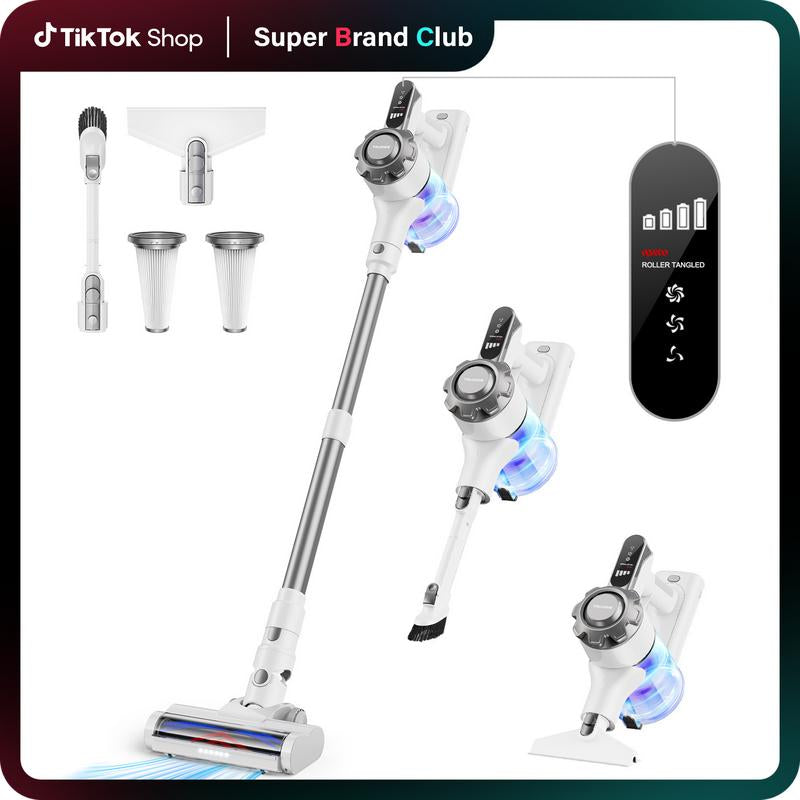 Homeika Newly Upgraded Trucozie T350 Cordless Vacuum Features an 8-In-1 Lightweight Design with up to 45 Minutes of Runtime and 33Kpa of Powerful Suction. This Rechargeable Cordless Vacuum Is Ideal for Carpets, Tiles, Pet Hair, and Hardwood Floors.