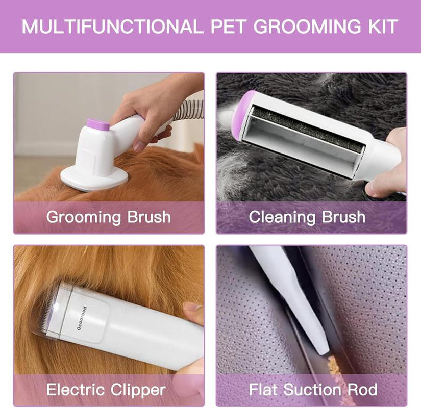 【Geoorood】Dog Grooming Vacuum Kit, Pet Grooming Vacuum with Clipper Nail Grinder, 2.5L Dust Cup Dog Deshedding Vacuum Brush with 4-6 Pet Grooming Tools for Shedding Pet Hair, Professional Pet Grooming Vacuum Kit, Cute Kitten #Fallfreshness