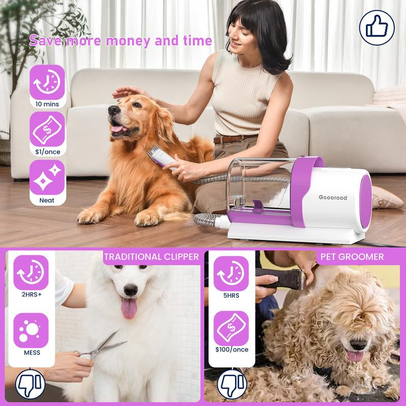 【Geoorood】Dog Grooming Vacuum Kit, Pet Grooming Vacuum with Clipper Nail Grinder, 2.5L Dust Cup Dog Deshedding Vacuum Brush with 4-6 Pet Grooming Tools for Shedding Pet Hair, Professional Pet Grooming Vacuum Kit, Cute Kitten #Fallfreshness